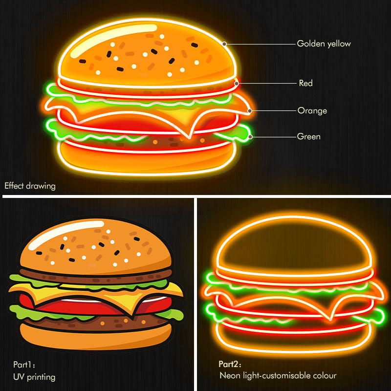 UV printing hamburger neon art