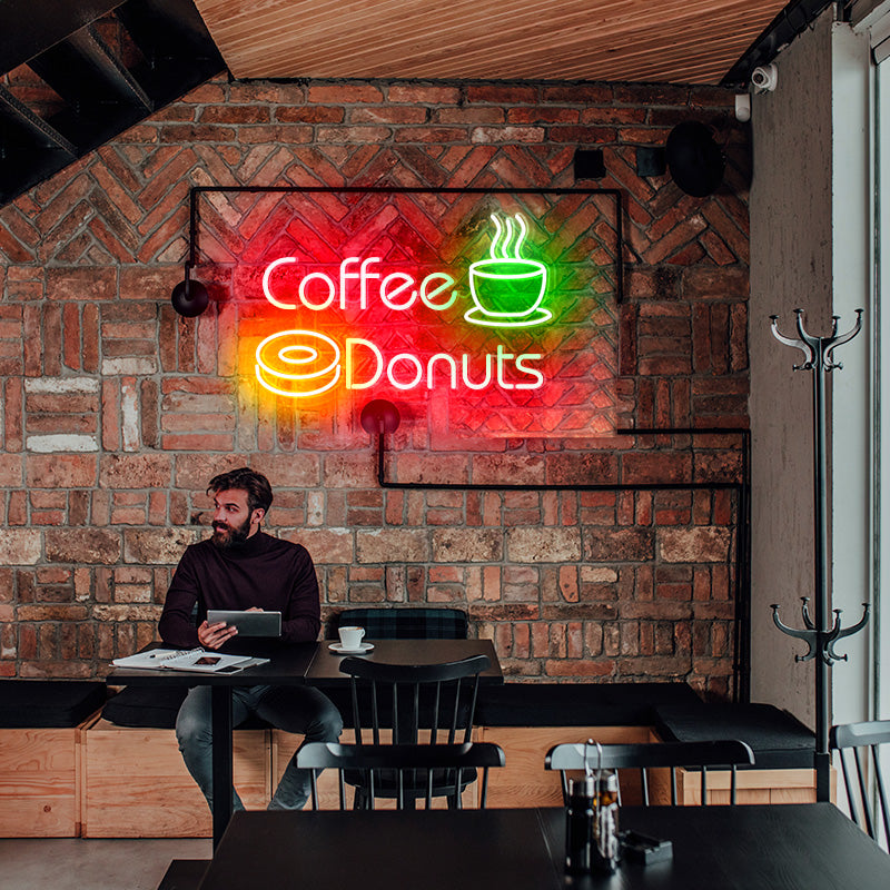 Coffee donuts Aesthetic neon