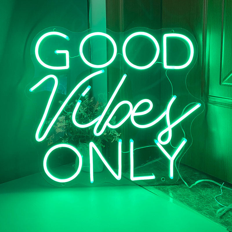 ice blue good vibes only neon light sign
