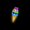 Rainbow ice cream cone with heart neon sign