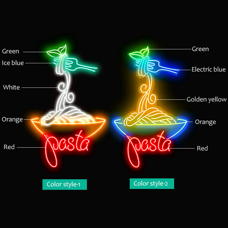 pasta noodles model glowing neon