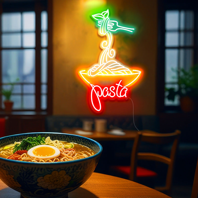 pasta noodles model glowing neon