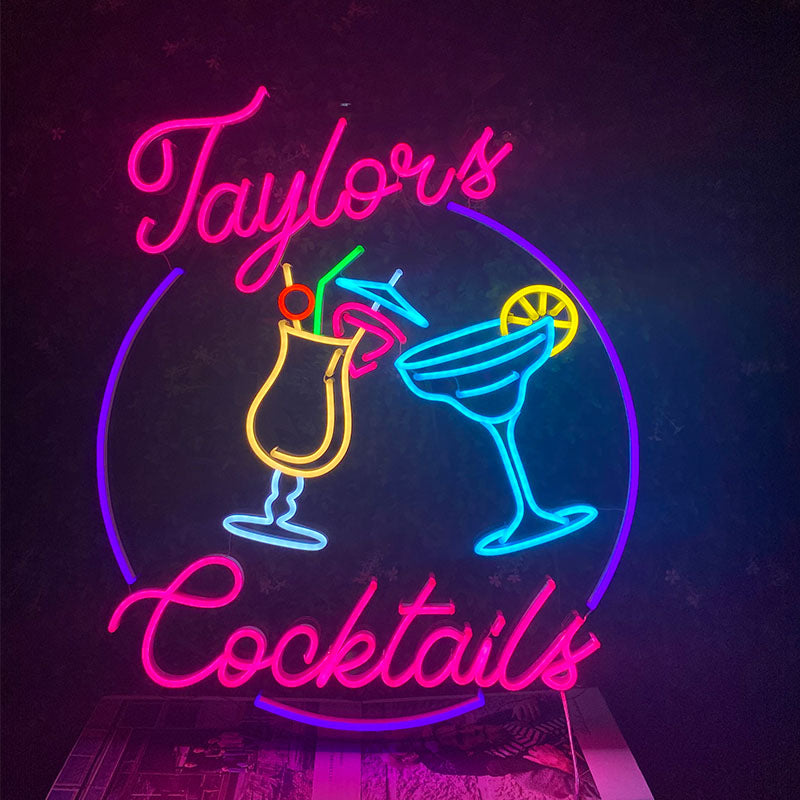 Custom first name cocktail bar sign neon light sign for sale