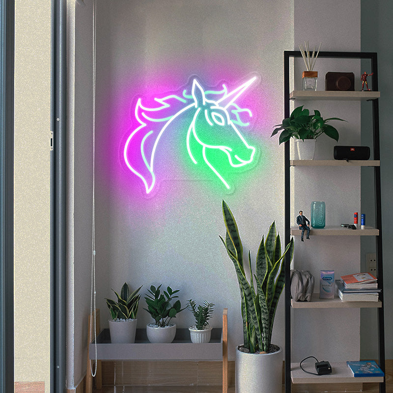 Colourful unicorn neon art