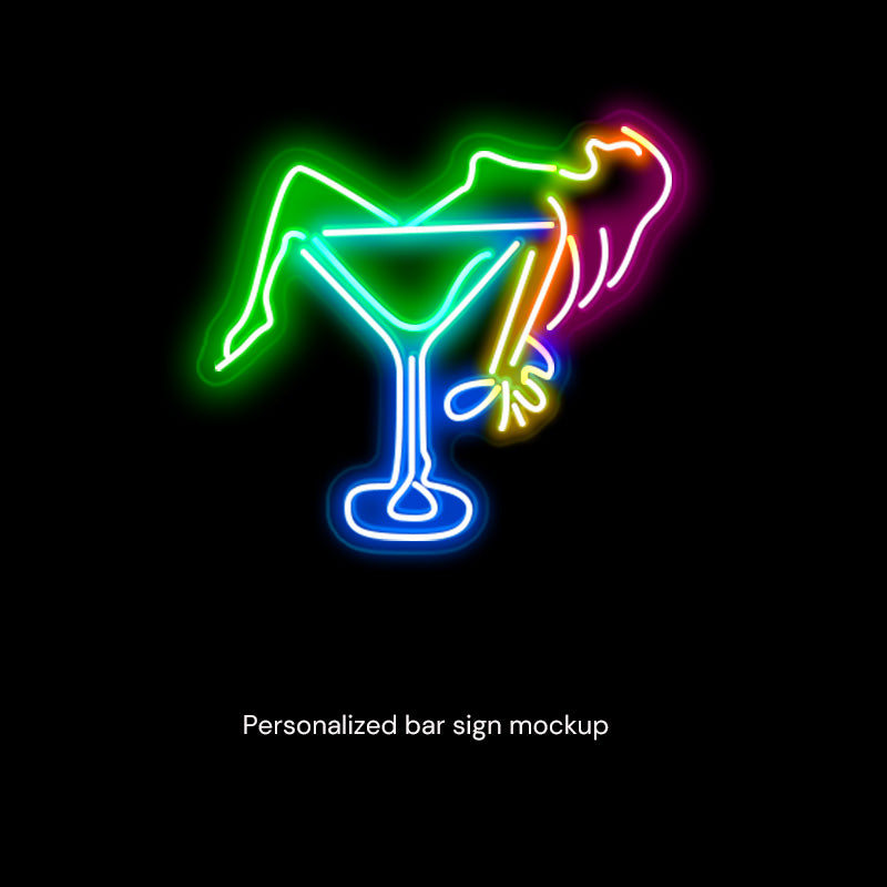 Female Silhouette in Cocktail glass neon wall art