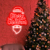 Merry Christmas &xmas hat led neon sign