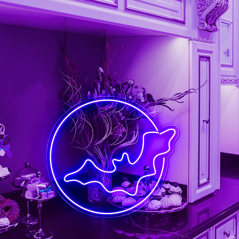 Blue Bat Shaped Neon Signs - neonpartys.co.uk