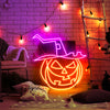 Pumpkin carvings decorated neon lights - neonpartys.co.uk
