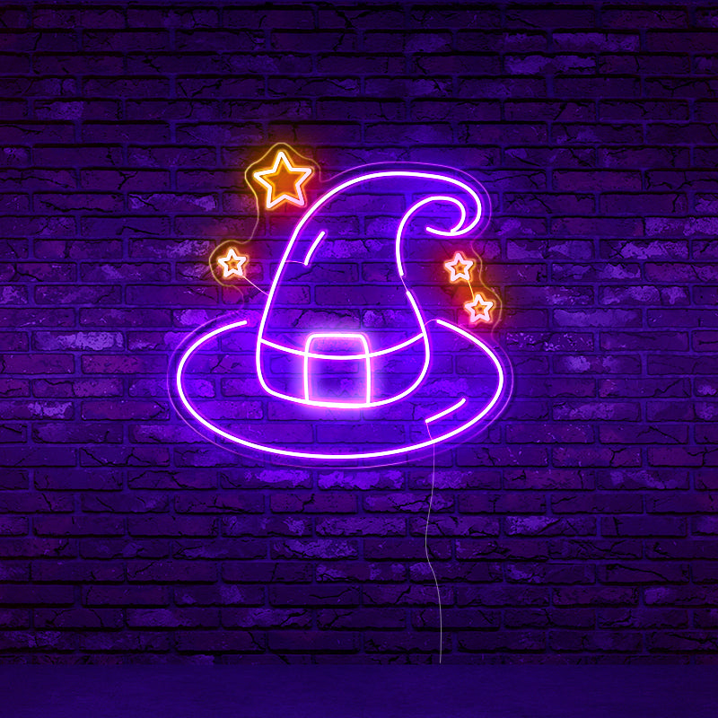 Cute neon witch hat light