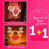 Santa Claus neon& Cute Reindeer neon light Christmas Gift box