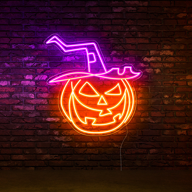 Pumpkin carvings decorated neon lights - neonpartys.co.uk