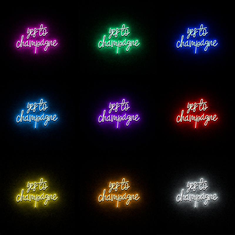 Yes to Champagne neon sign - neonpartys.co.uk