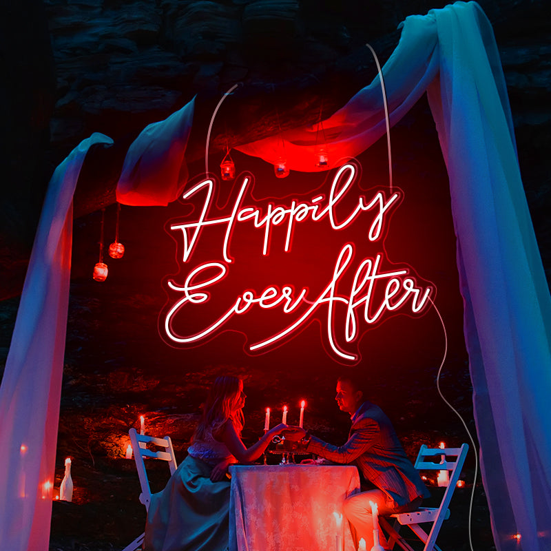 Happily Ever After pink neon light
