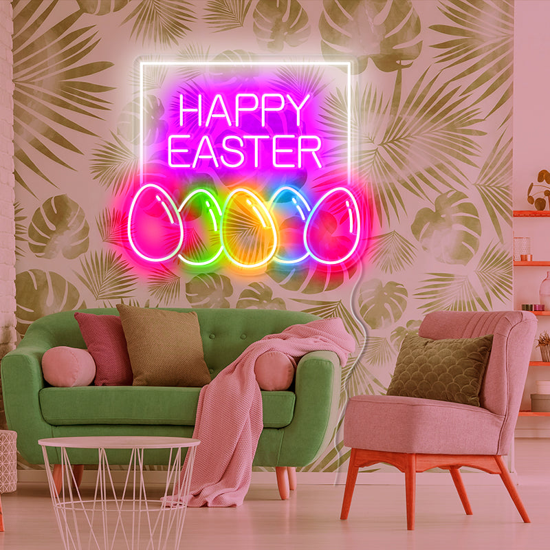 Happy Easter& eggs neon sign