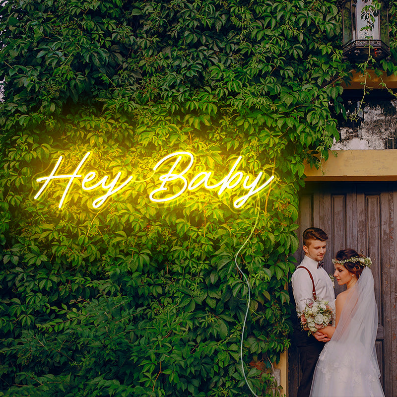 Hey Baby Neon Art For Bedroom | Custom Pink Led Neon Light For Room