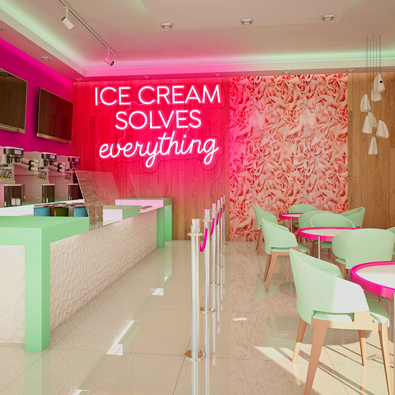 Ice cream solves everything neon light