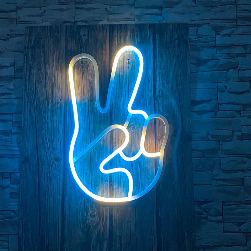 Peace Hand Neon Sign - neonpartys.co.uk
