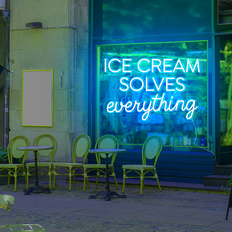 Ice cream solves everything neon light